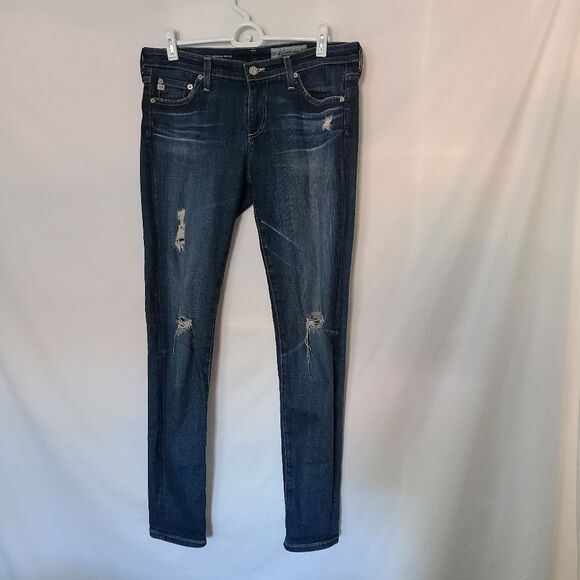 AG Adriano Goldschmied Destroyed‎ Legging Ankle Super Skinny Jeans sz 28 - Picture 1 of 6